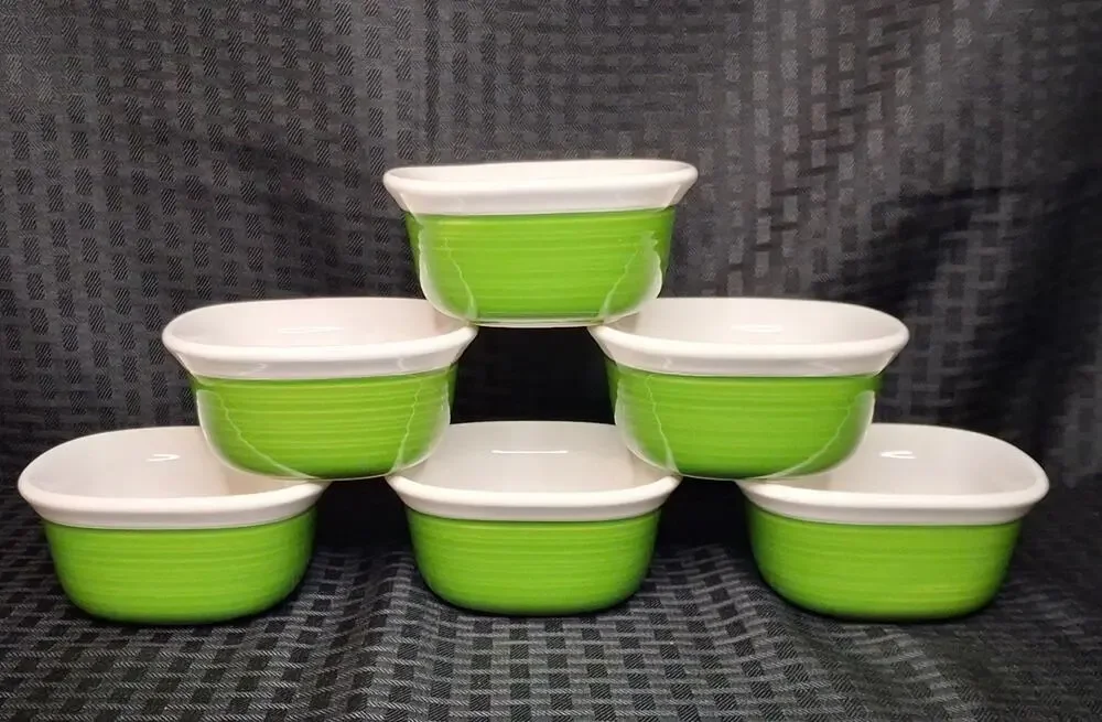 Corning Ware Etch Green 7 Oz Bakeware Set Of 6